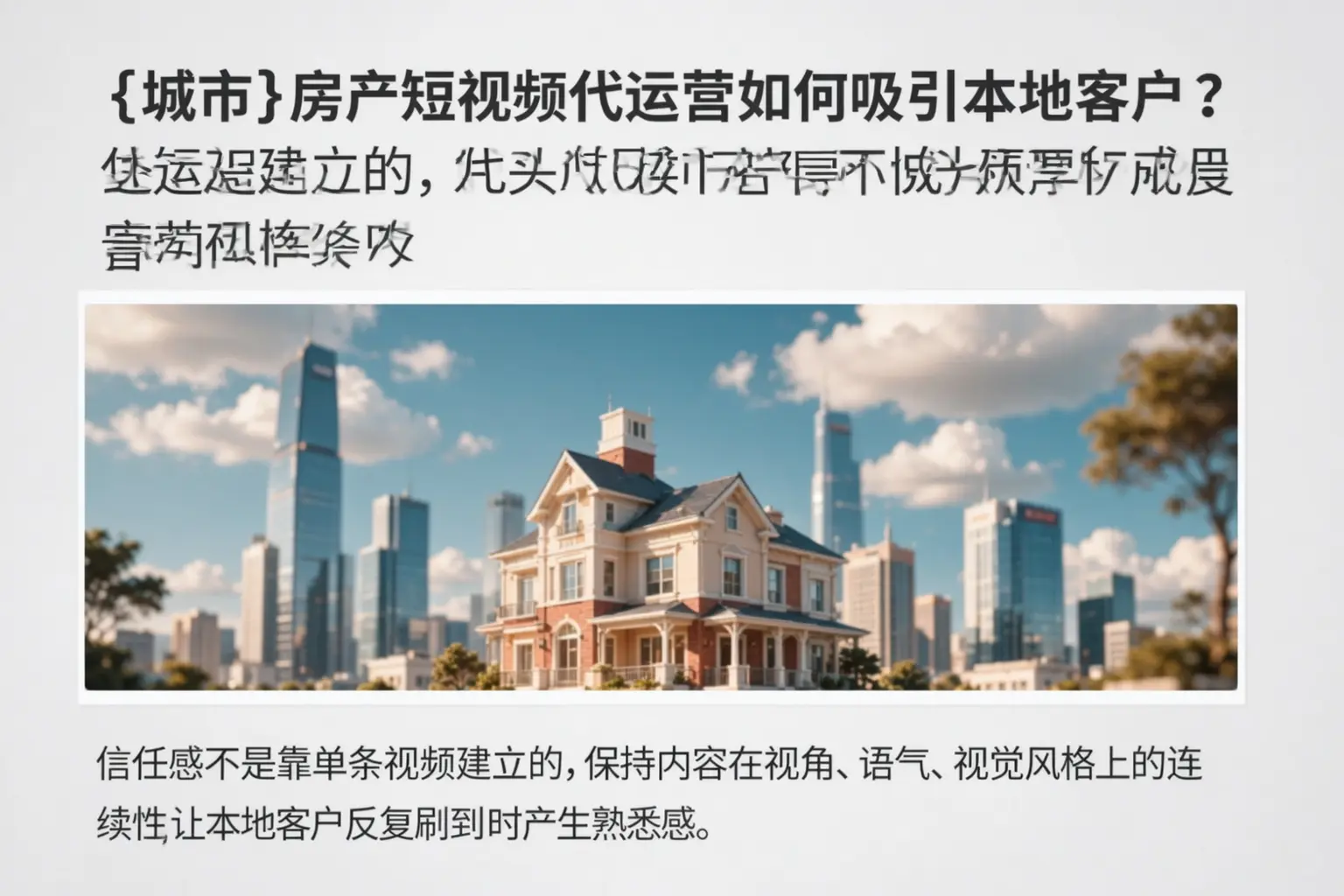镇坪房产短视频代运营如何吸引本地客户？